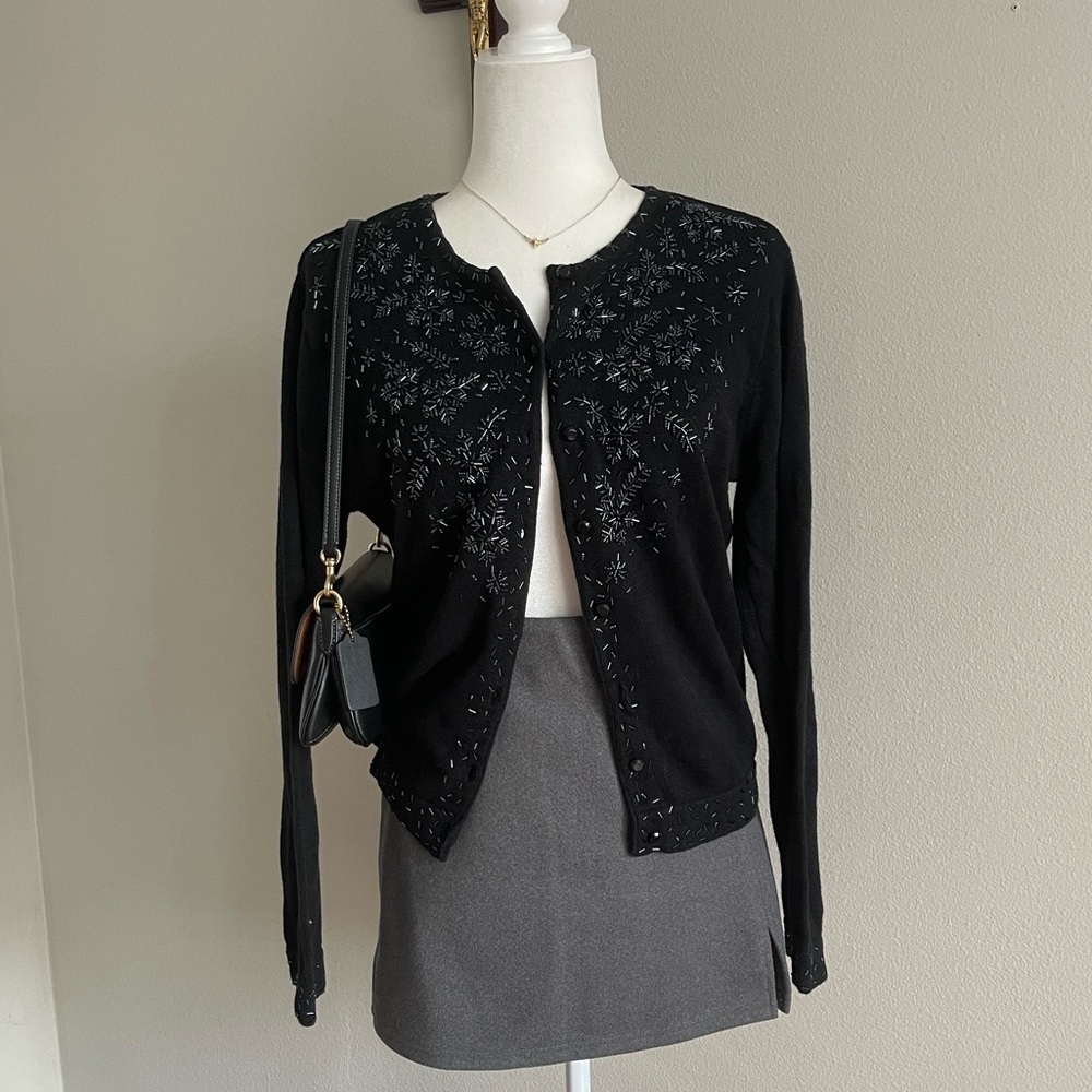 Kathie Lee Collection Black Knit Cardigan